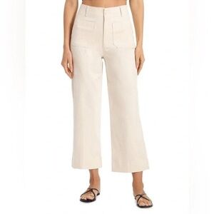 Bagatelle Cream Cropped Cotton Twill Stretch Wide Leg Pants Size 8 High Waist